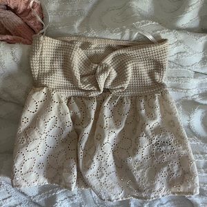 knit and lace strapless top